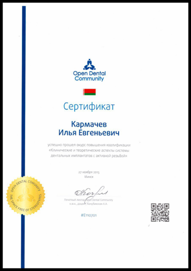 Сертификат Кармачёва Ильи