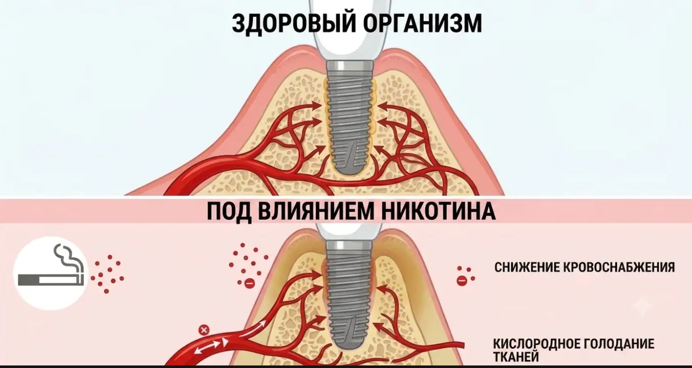 Почему курение мешает приживлению дентального импланта